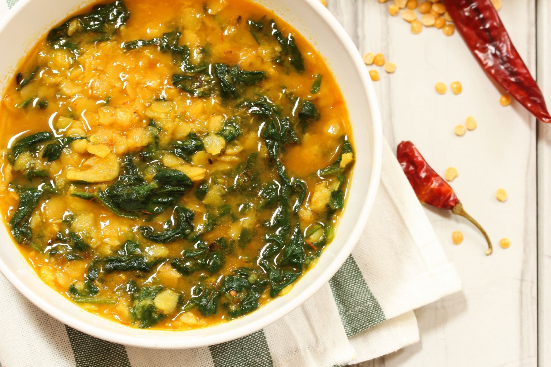 lentil dahl with spinach