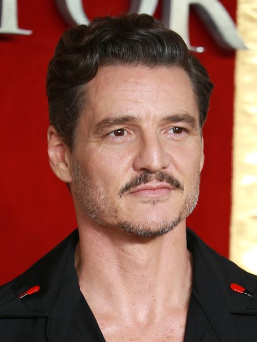 Pedro Pascal wearing a moustache beard