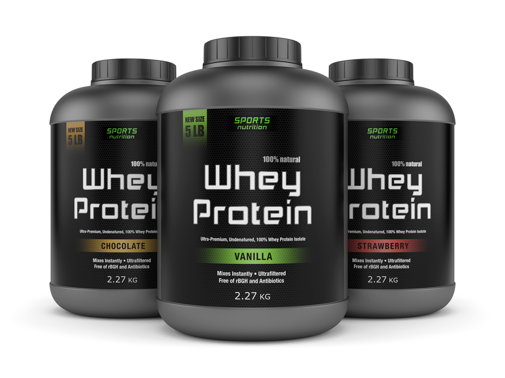 whey protein in various brand chain amino acids powders