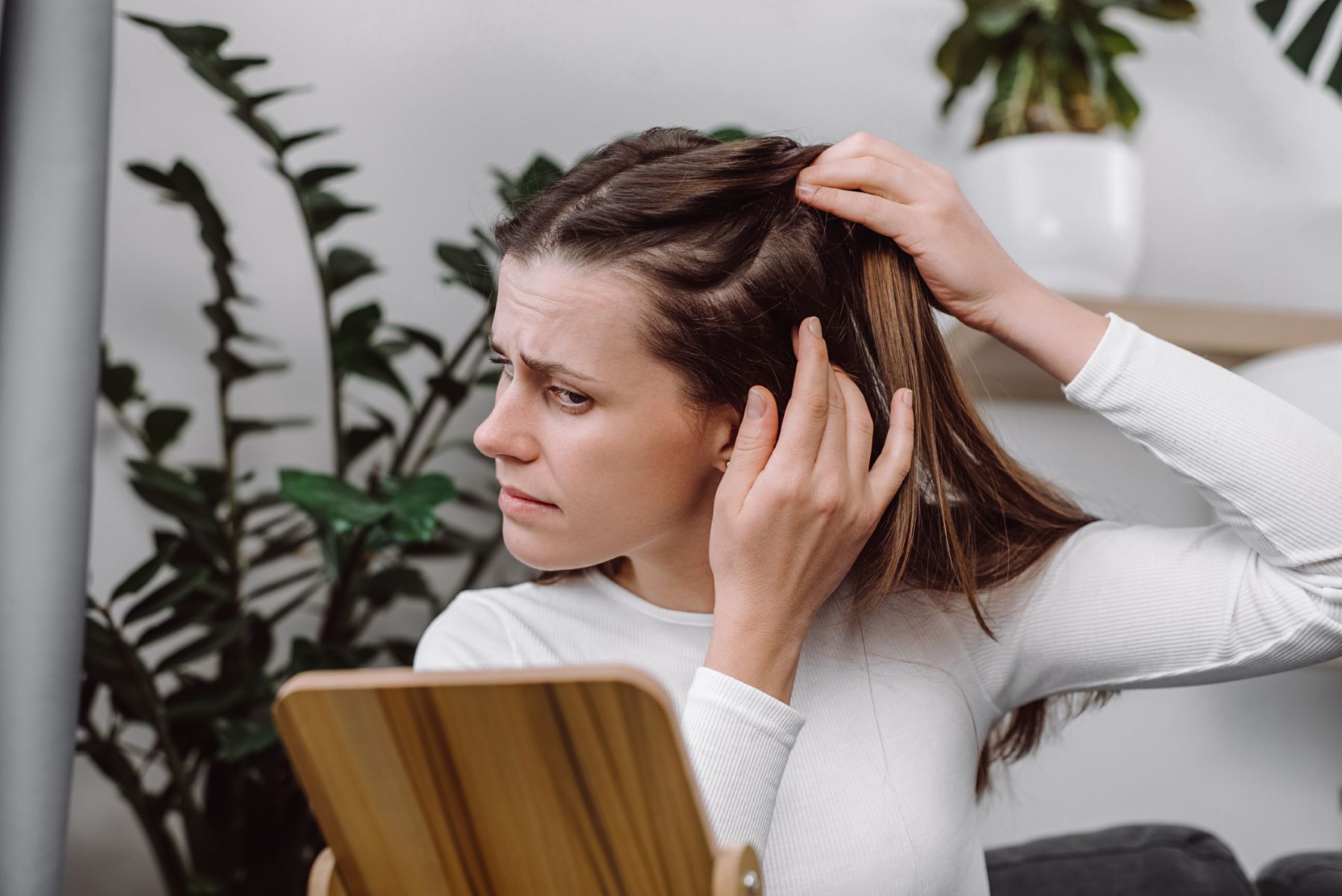 Woman worried about hair loss