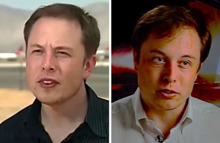 Elon Musk in 2002 (left) and in 2007 (right)