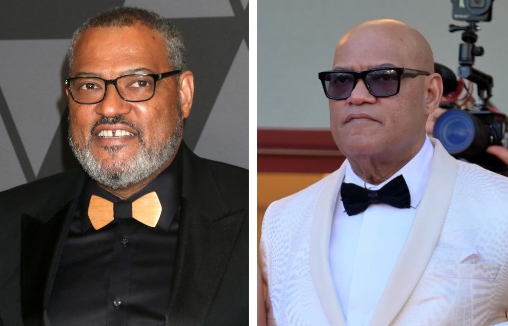 Laurence Fishburne with hair (left) and bald (right)