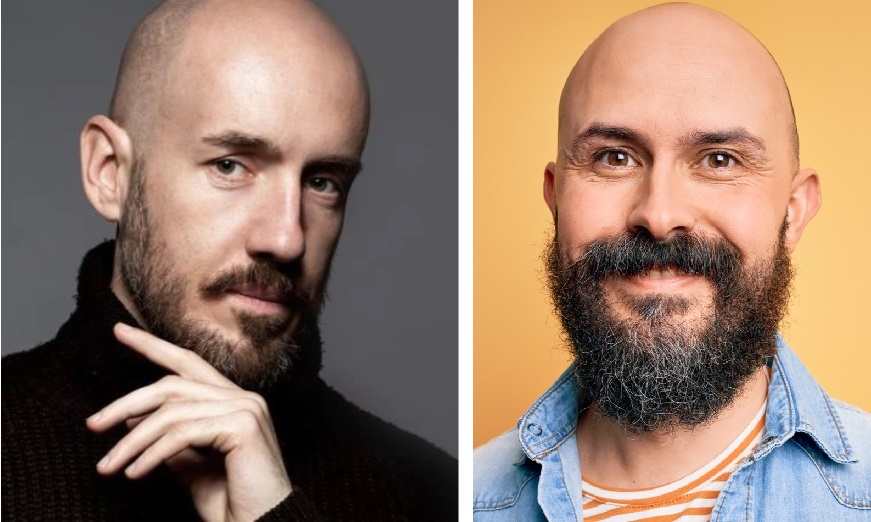 Men wearing a bald with a beard styles