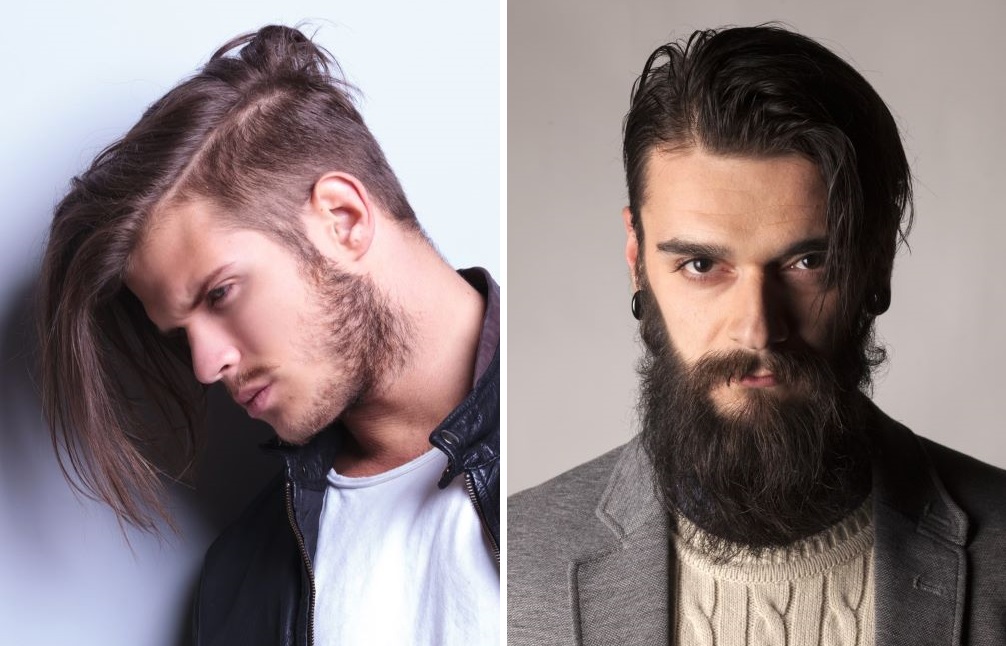 Men wearing a left sided undercut (left) and a right sided undercut (right)