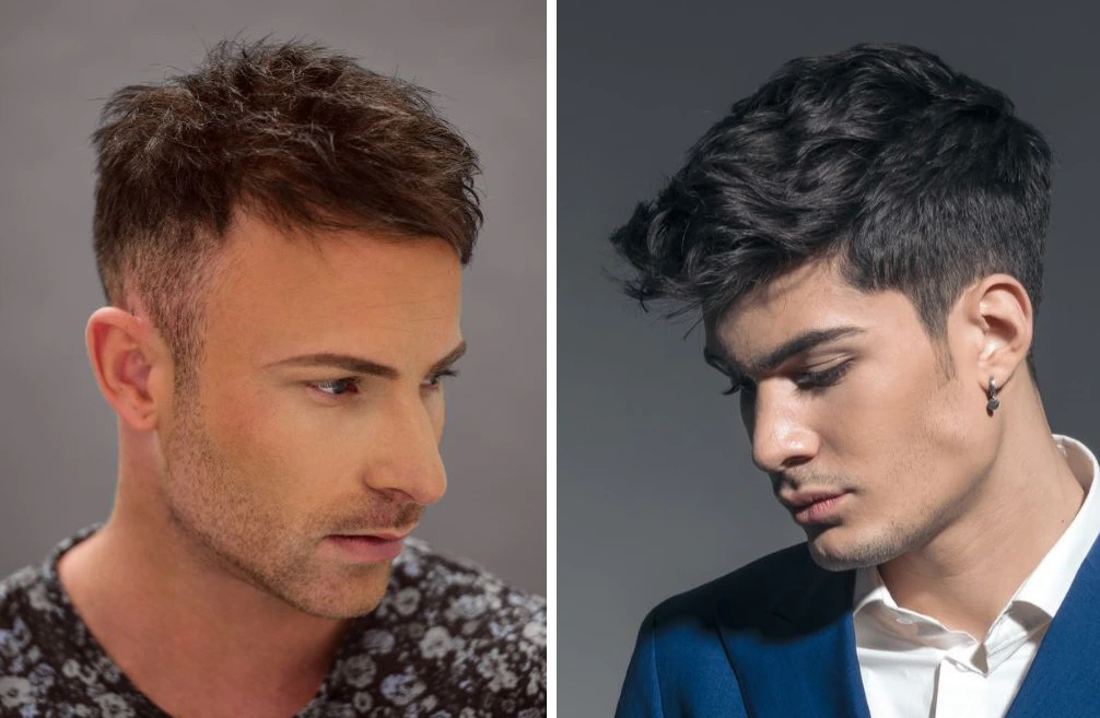 textured brush forwards hairstyle to cover up receding hairline