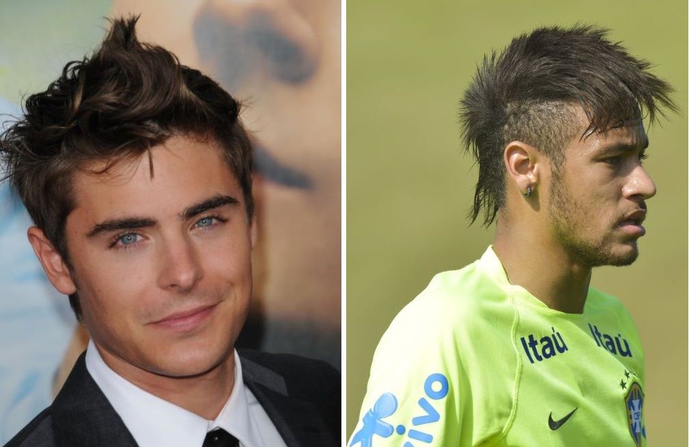 Zac Efron and Neymar wearing faux hawks