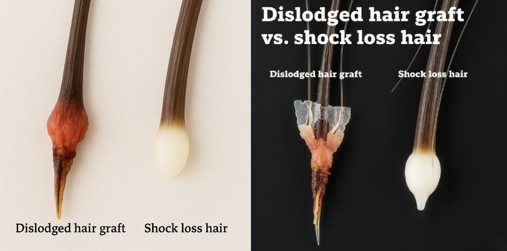 Dislodged hair grafts vs shock hair loss