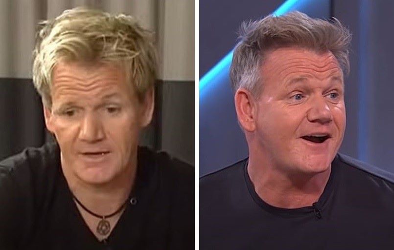 Gordan Ramsay in 2009 (left) and in 2022 (right)