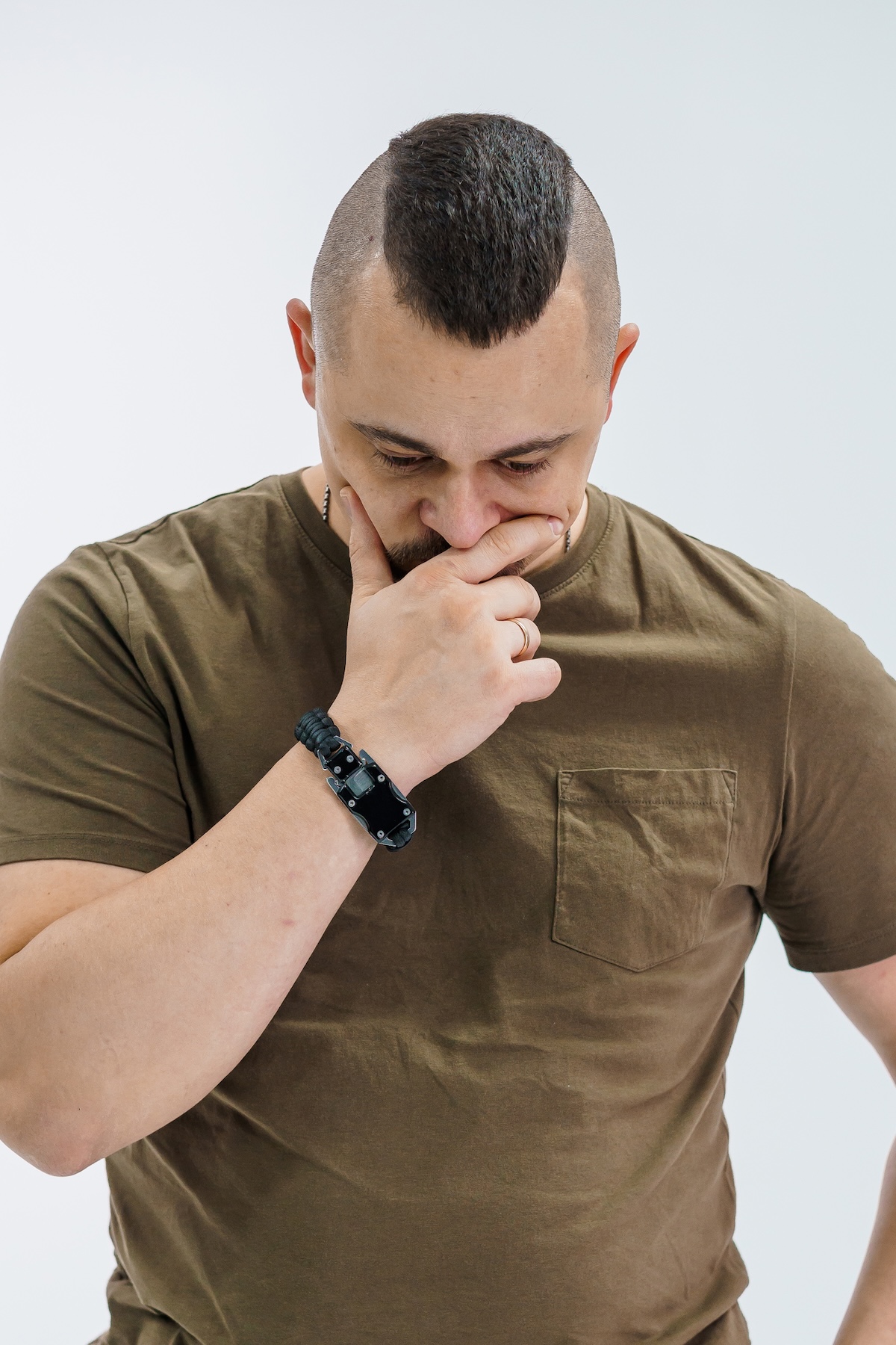 man with buzzed mohawk