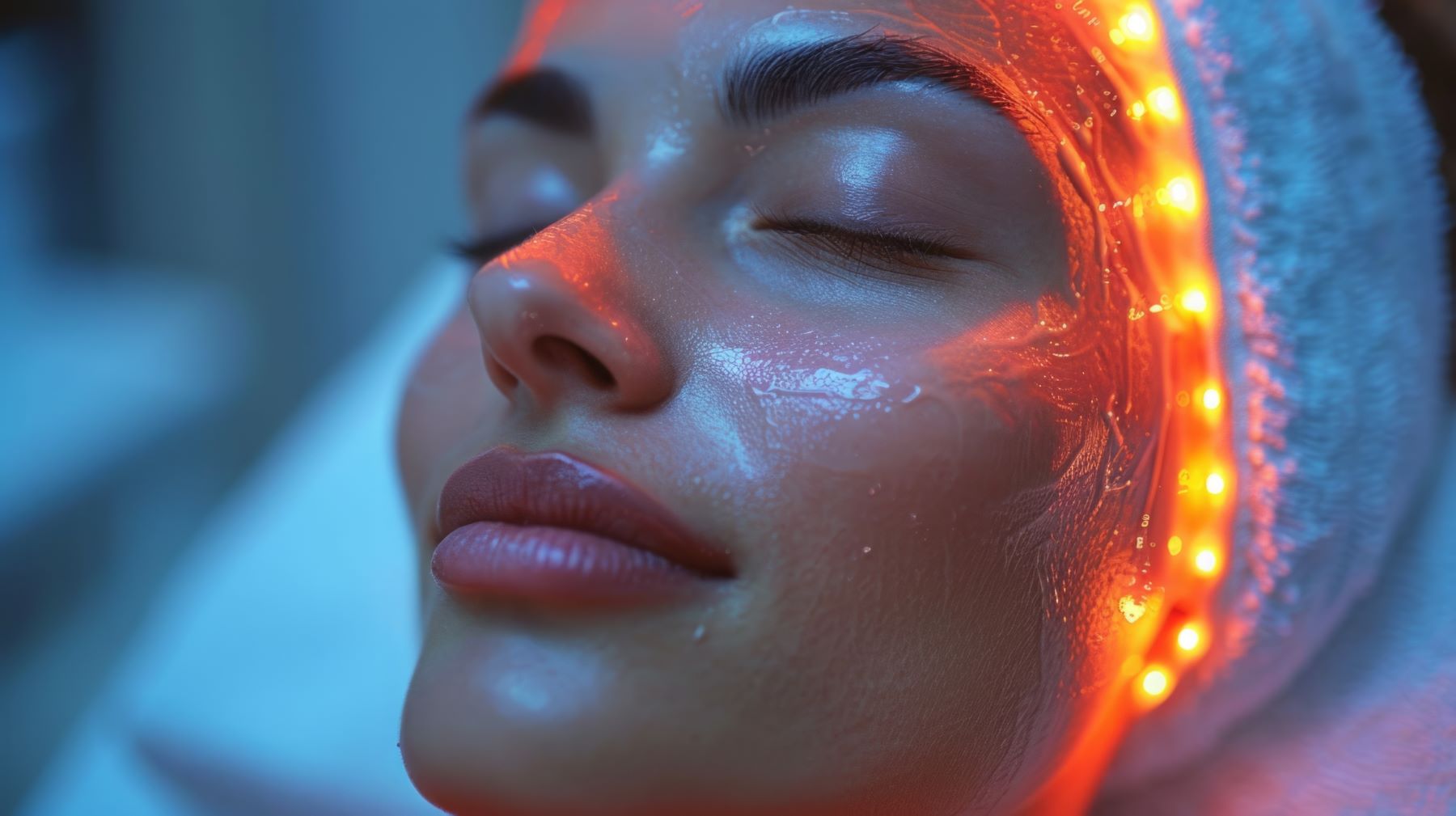 Woman using red light therapy for hair growth
