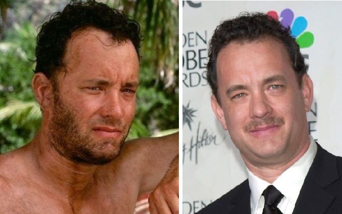 Tom Hanks in 2000 (left) and 2001 (right)