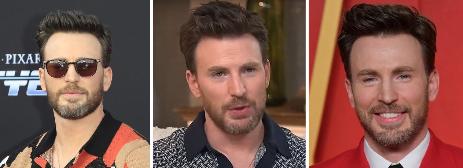 Chris Evans' hair from 2022 to 2024