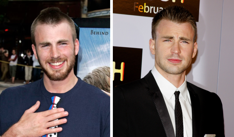 Chris Evans in 2007 and 2009