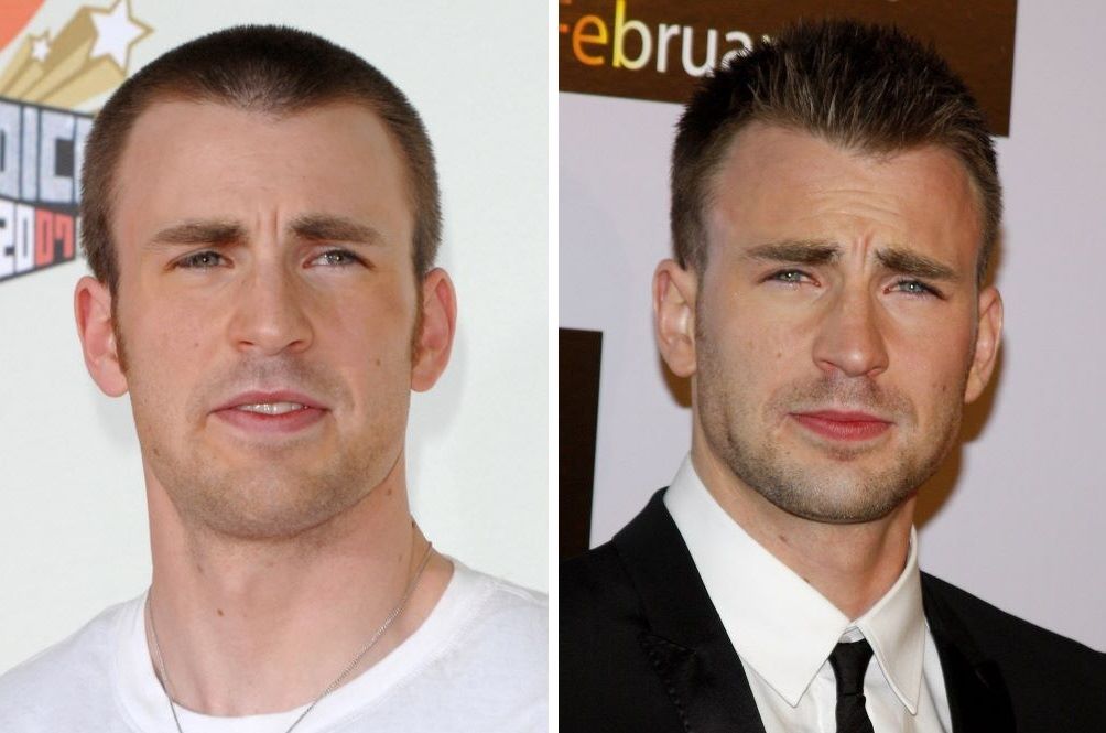 Chris Evans in 2007 (left) and in 2009 (right)