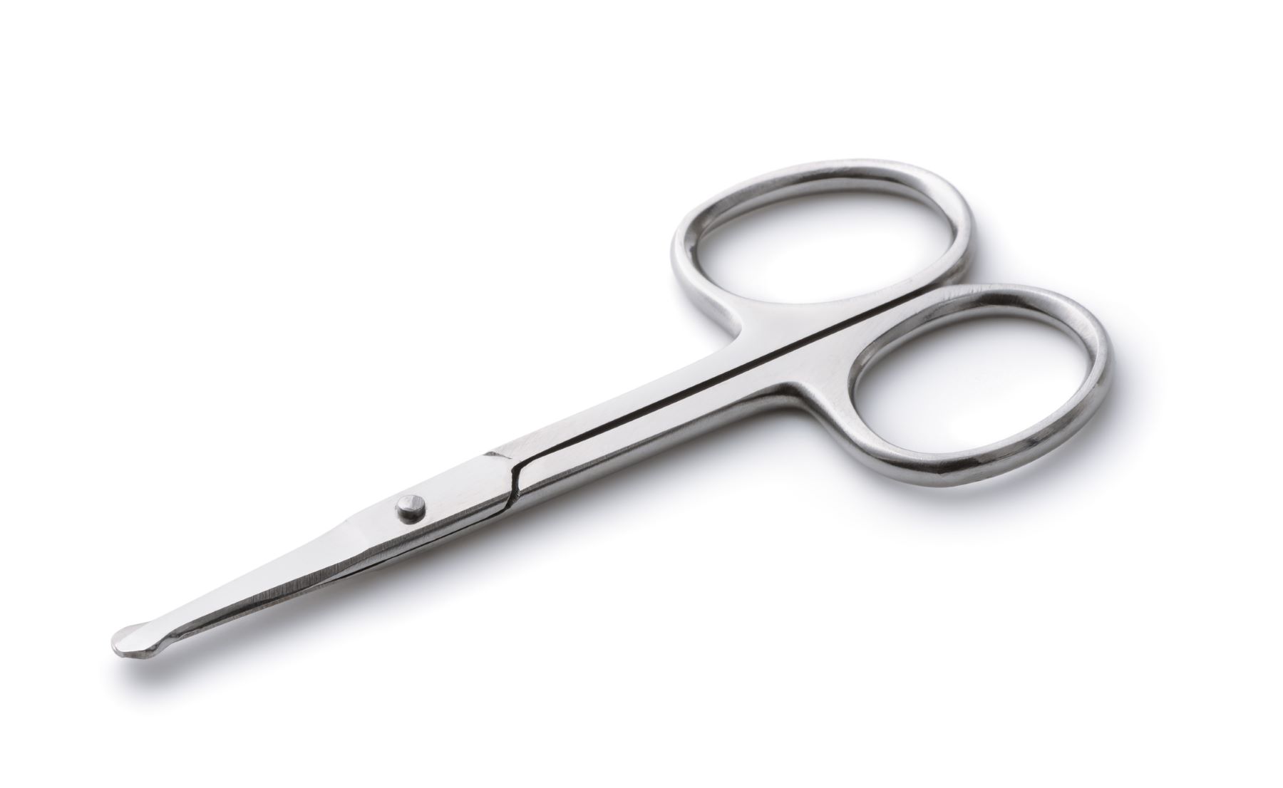 A pair of short, rounded scissors
