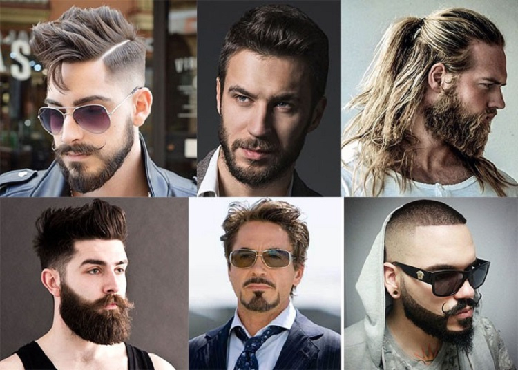 Composite image of various beard styles