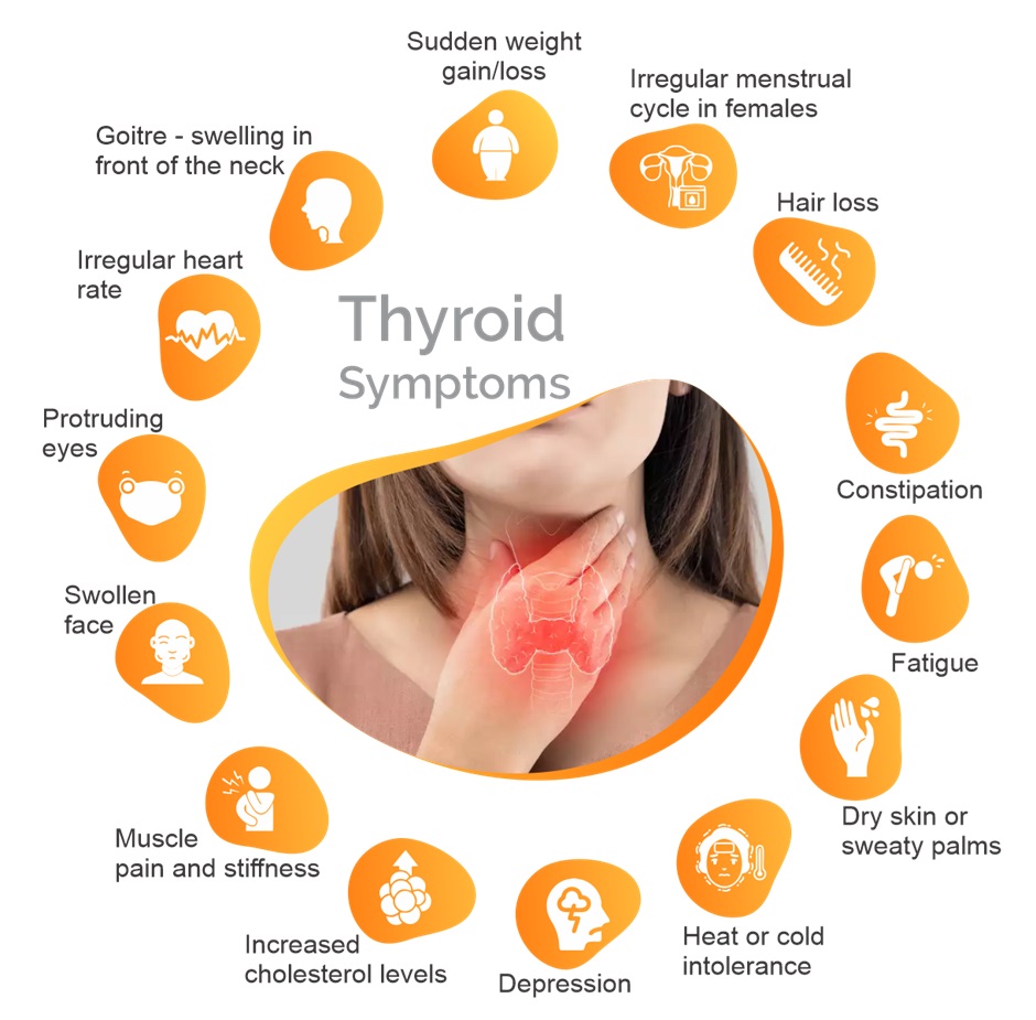 Signs and symptoms of thyroid disorders
