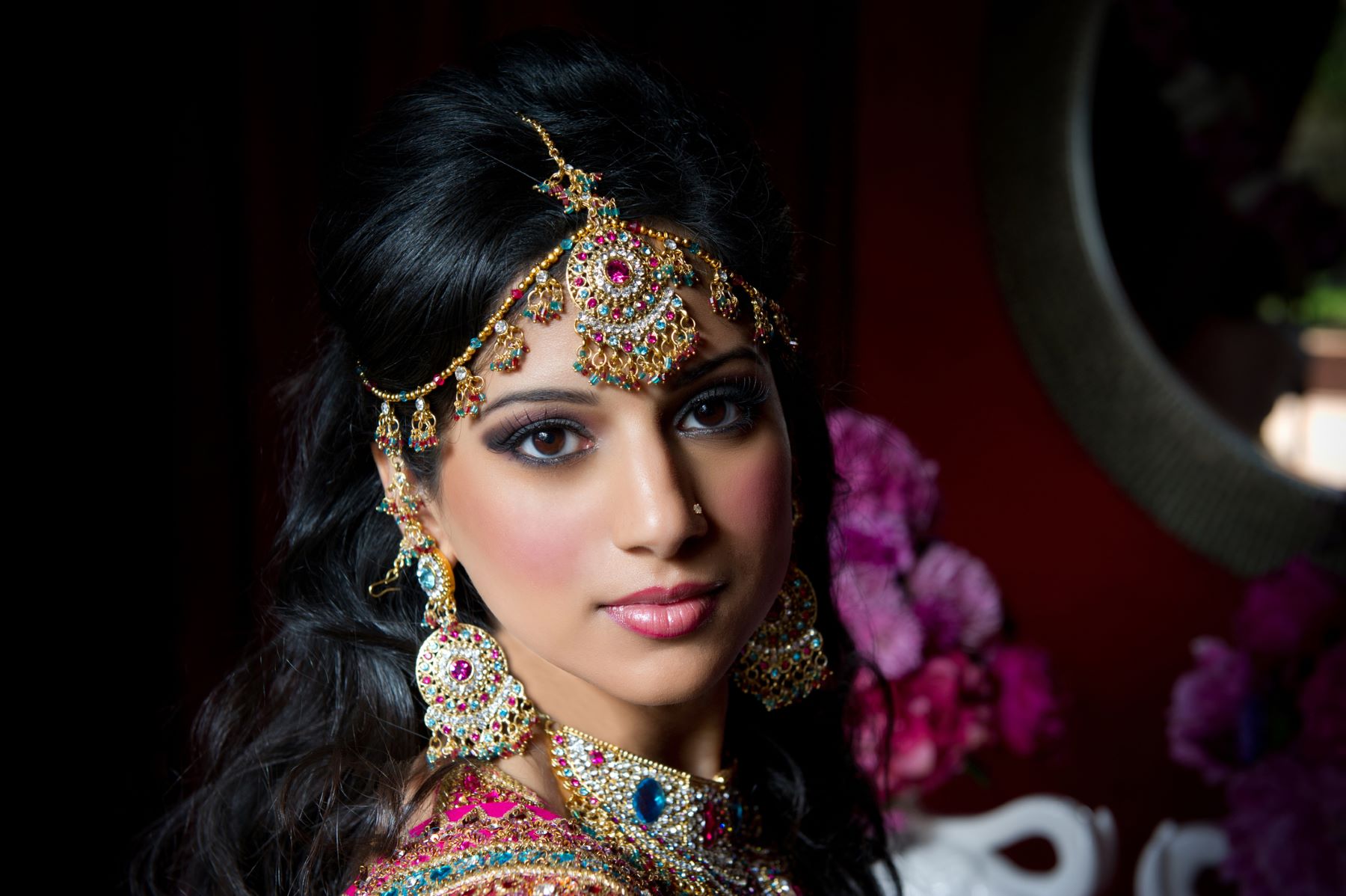 Bride with a traditional Indian Maang Tikka