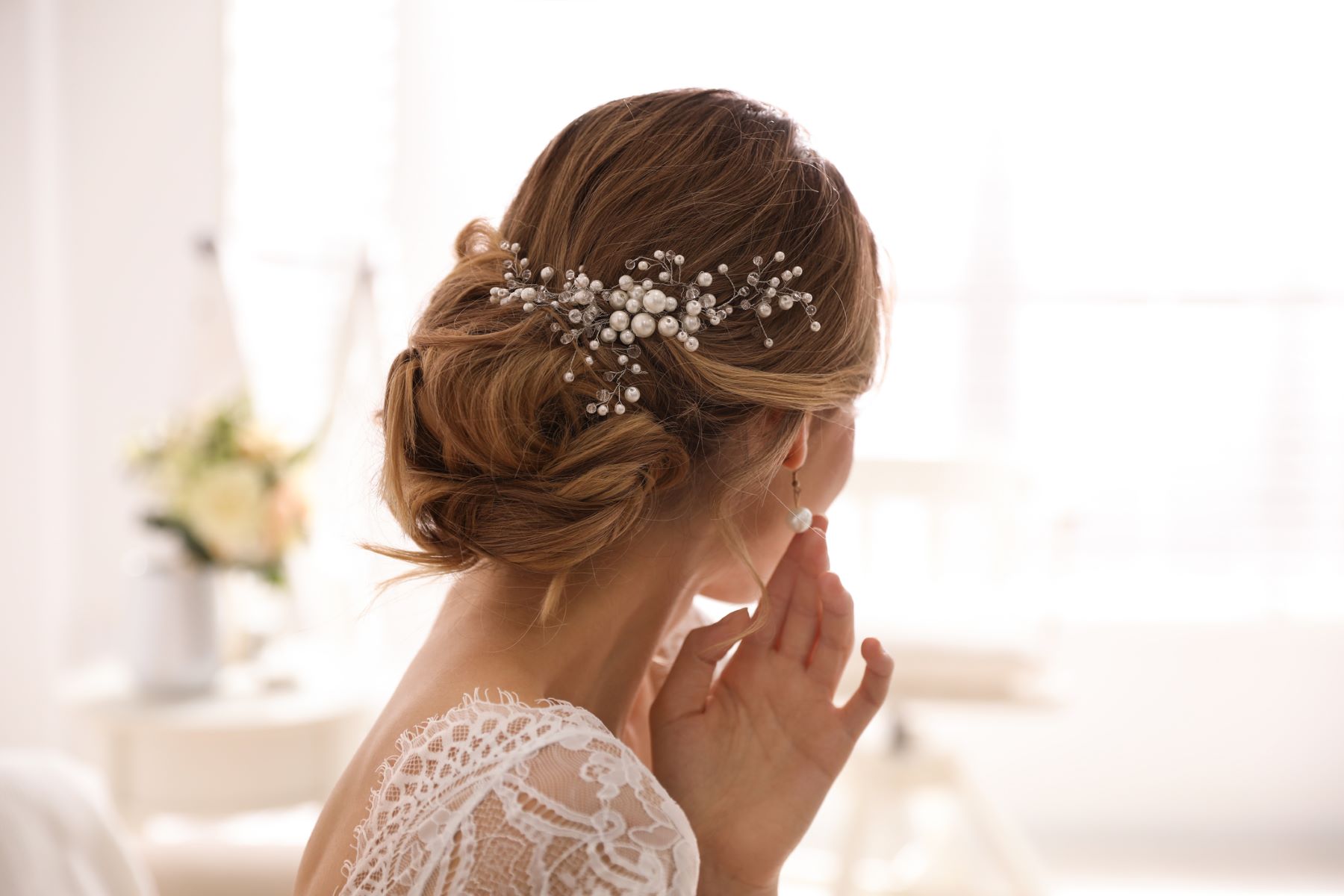 Bride with a twisted low bun