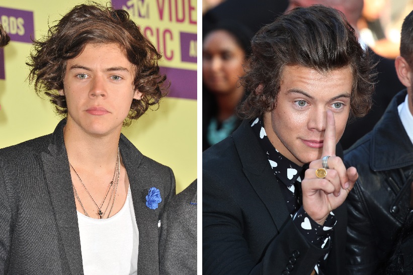 Harry Styles in 2012 (left) and 2013 (right)