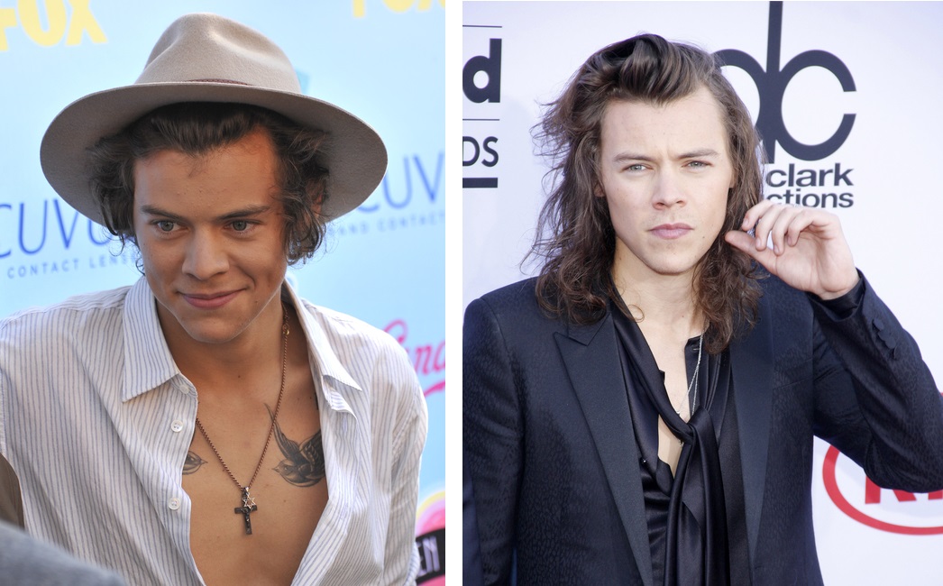 Harry Styles in 2013 (left) and 2015 (right)