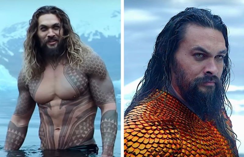 Jason Momoa wearing a super beard for Aquaman