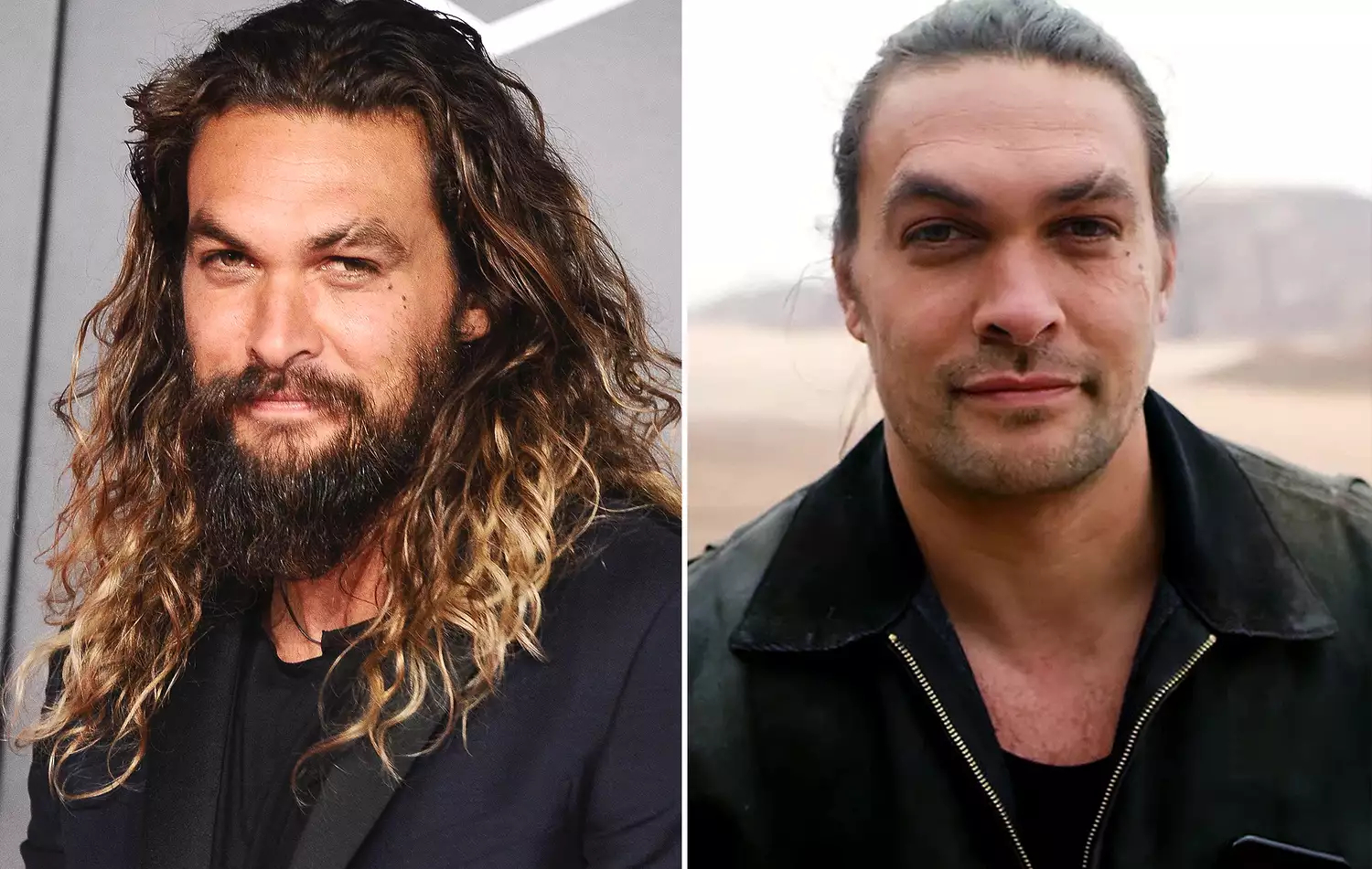 Jason Momoa’s look with and without a beard