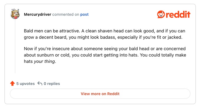 Reddit post about bald men with beards