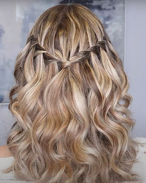 waterfall braid with cascading curls