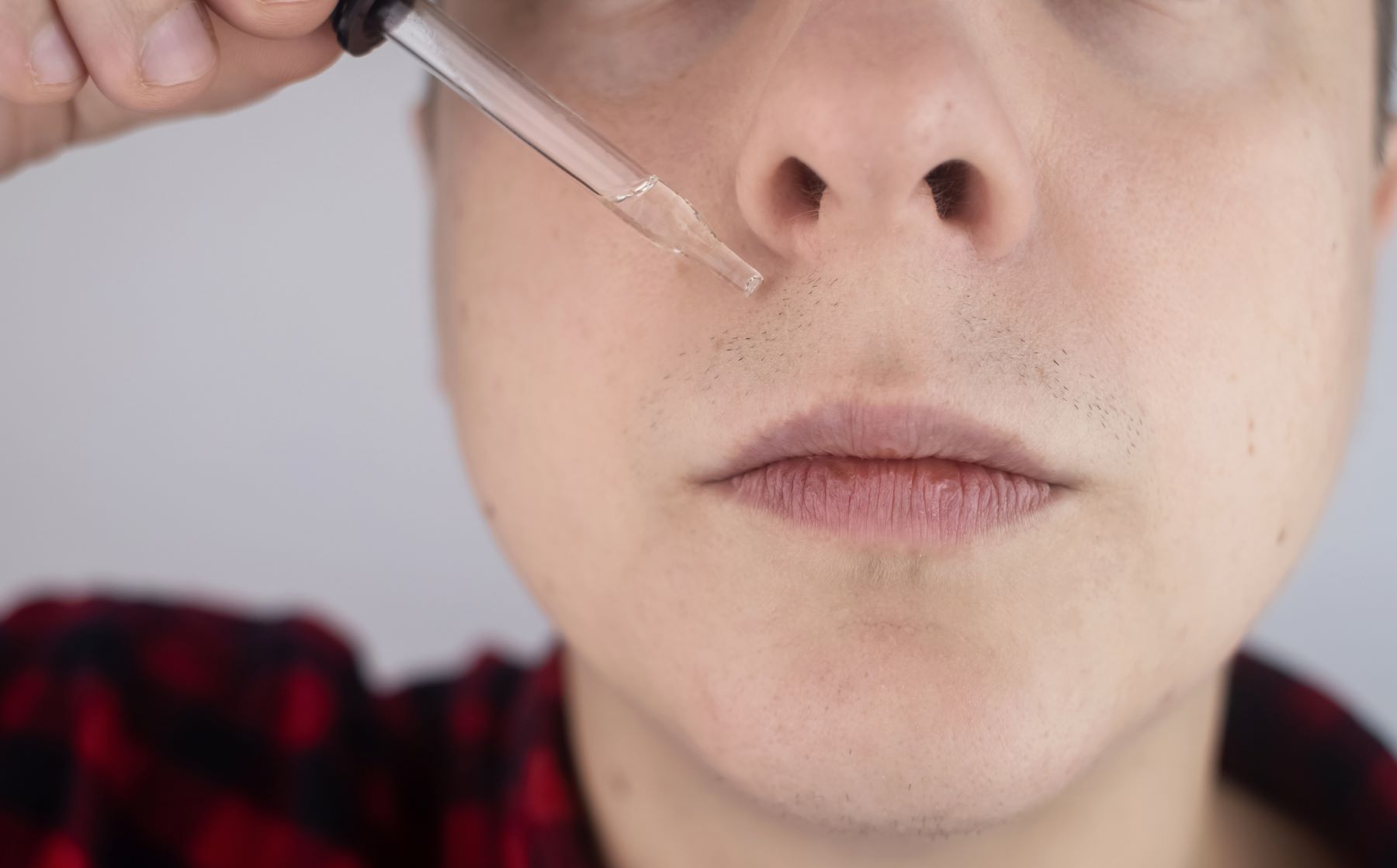 Man using treatment alternative to moustache transplant