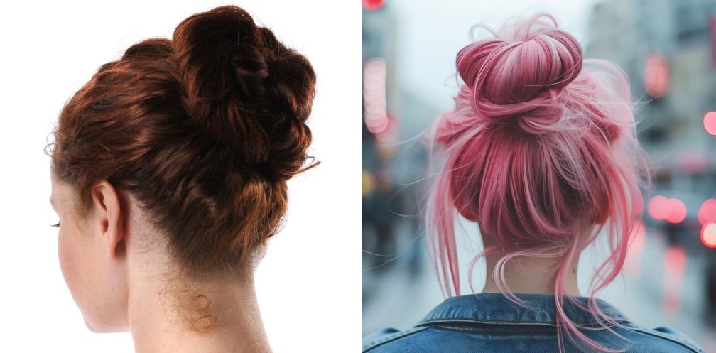 Messy ballerina bun for thinning crown