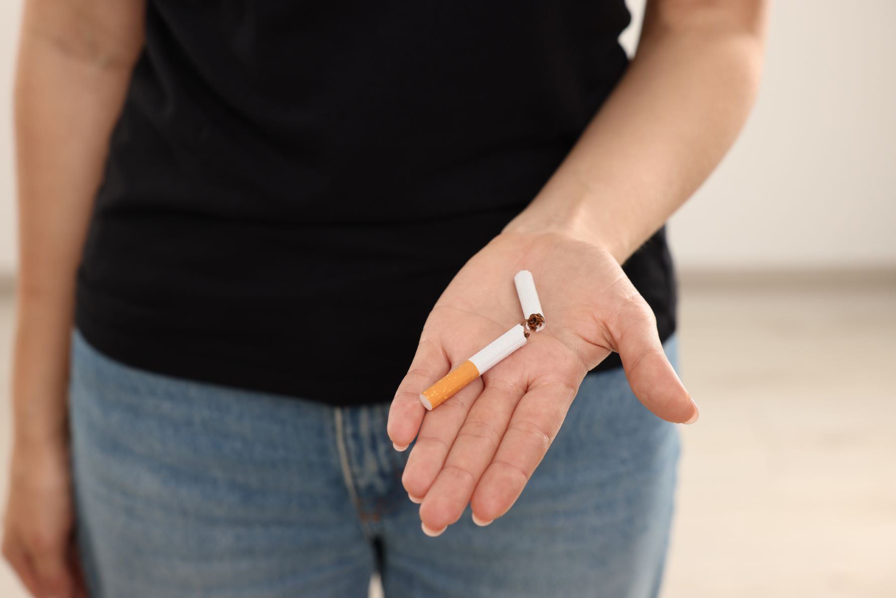 Woman quitting smoking