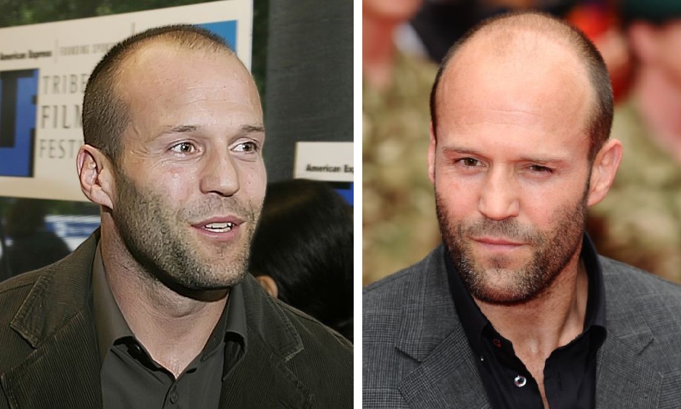 Younger Jason Statham (left) and older Statham (right)