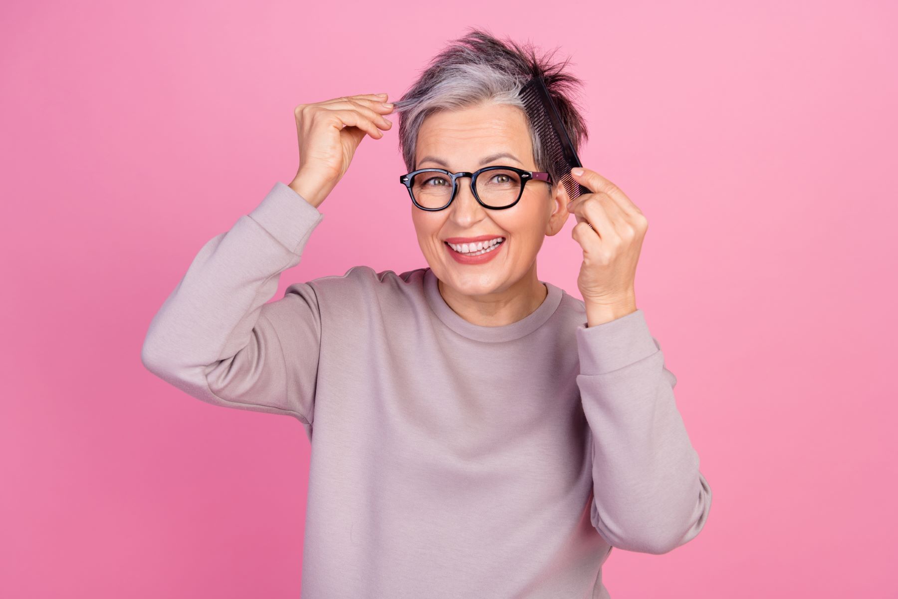 woman with short greying hair