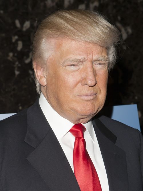 Donald Trump with his trademark combover hairstyle