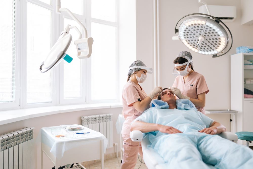 Man having a forehead augmentation