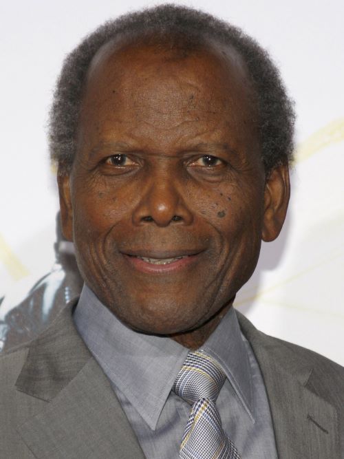 Sidney Poitier wears a longer crop with even sides, back, and top