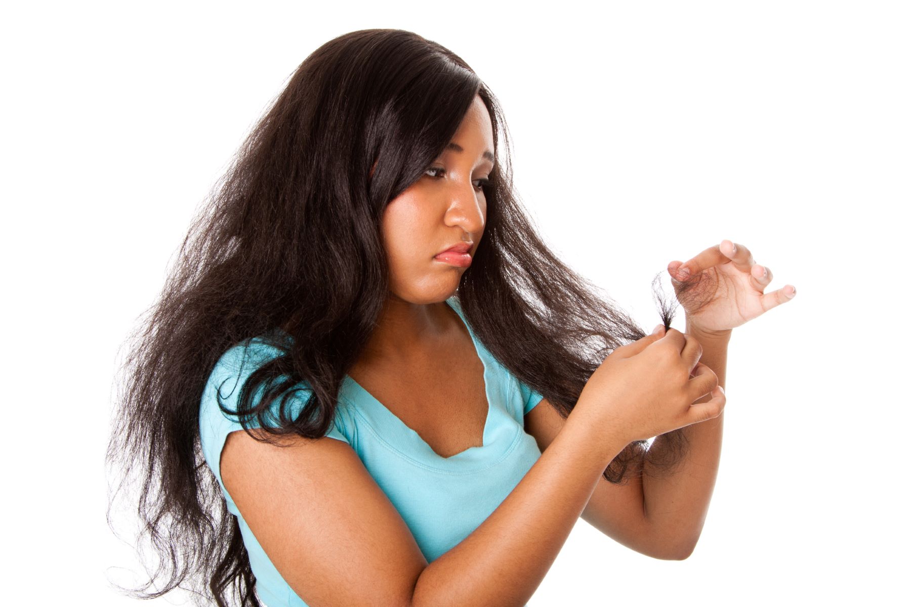 Woman with dehydrated hair