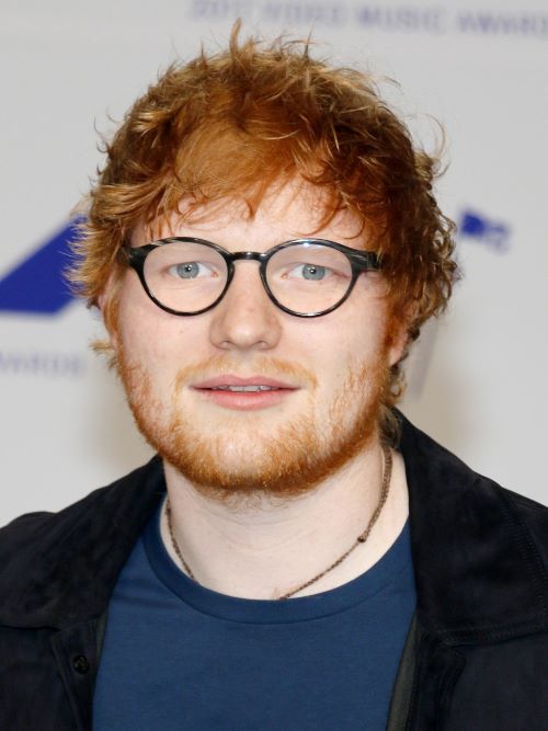 Ed Sheeran wearing a textured comb-forward