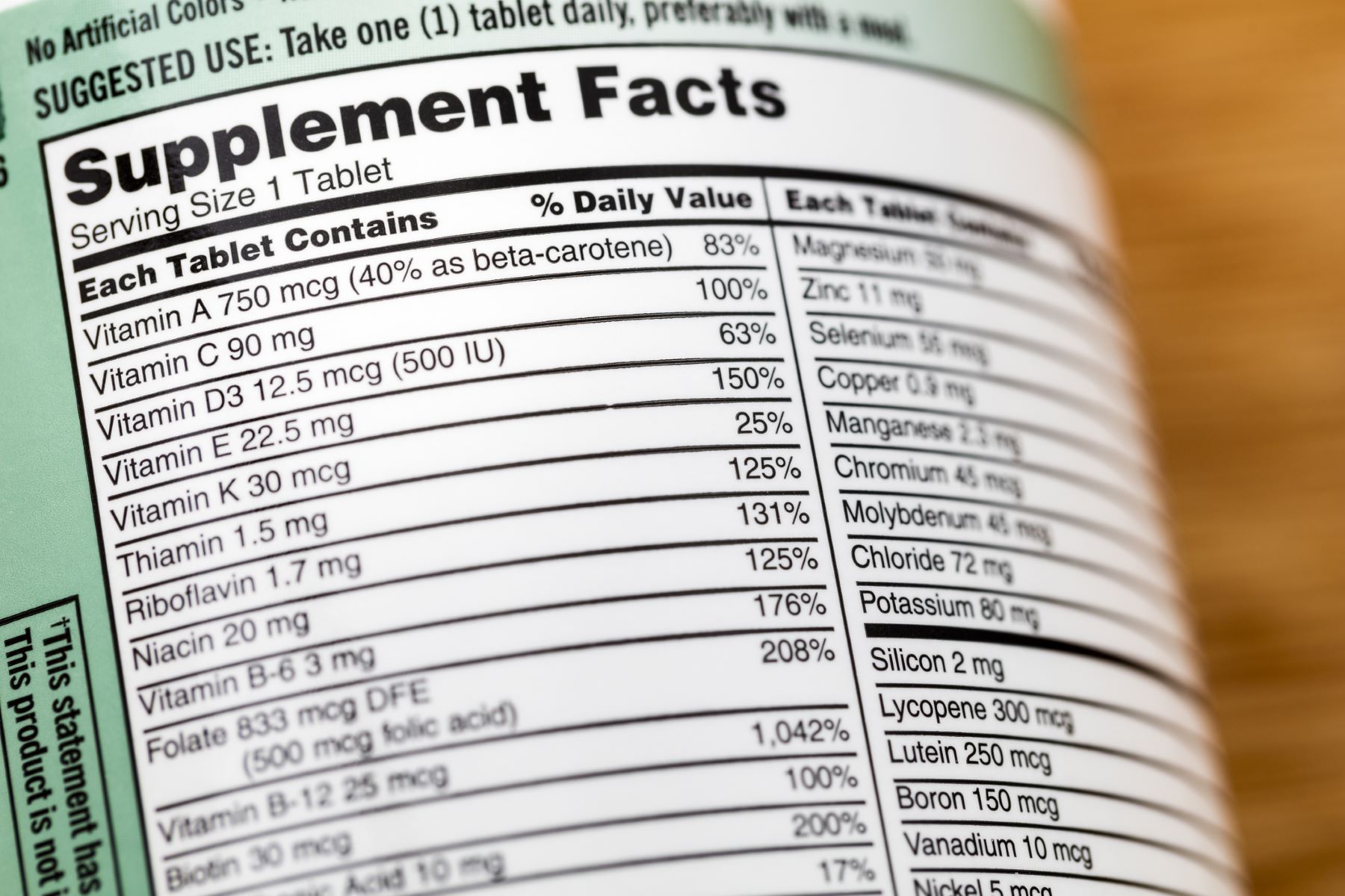 Hair gummy supplement fact sheet