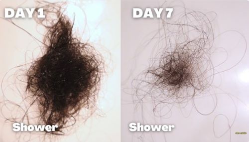 Hair on day 1 vs day 7 after washing