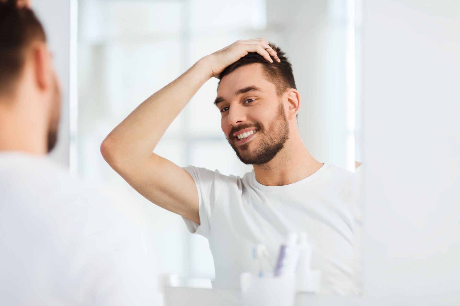 Man happy with hair regrowth