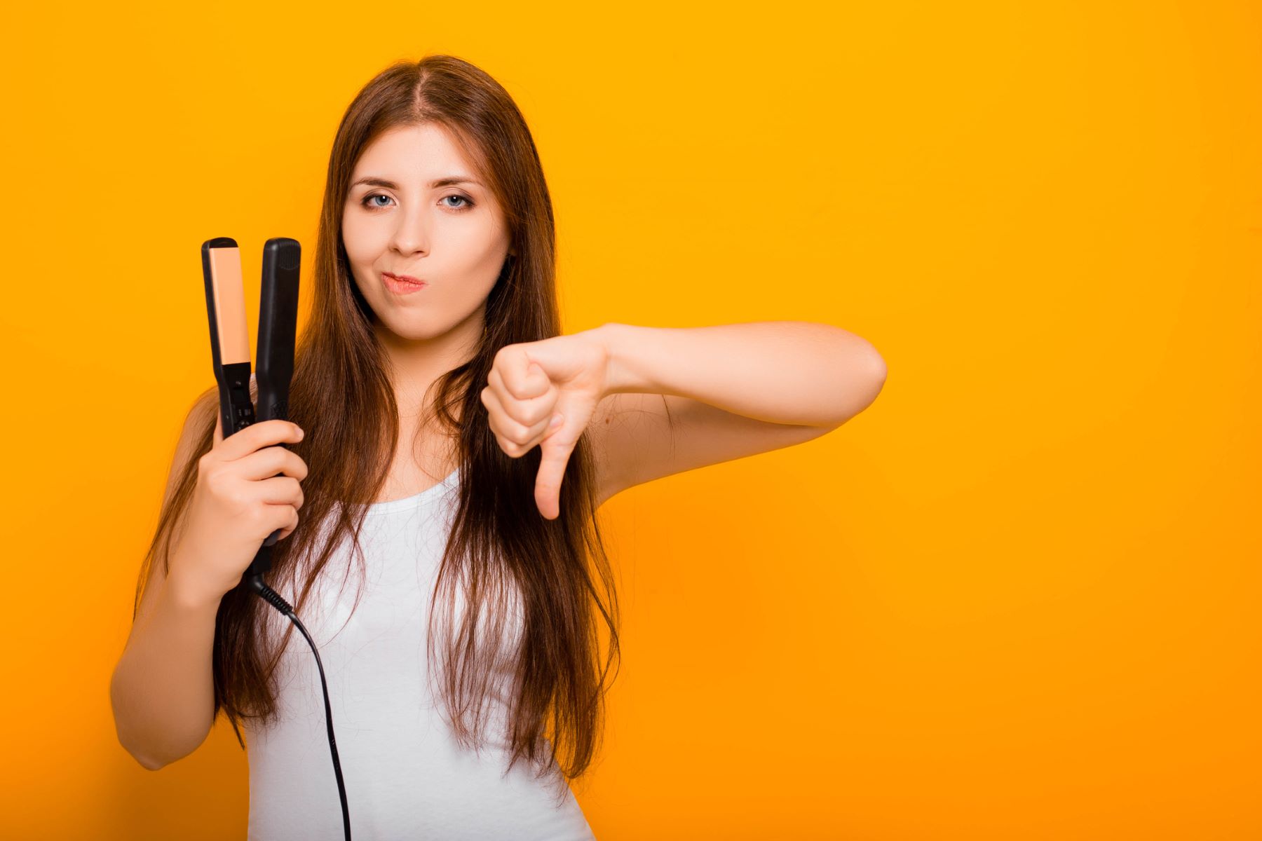 Woman avoiding heat styling