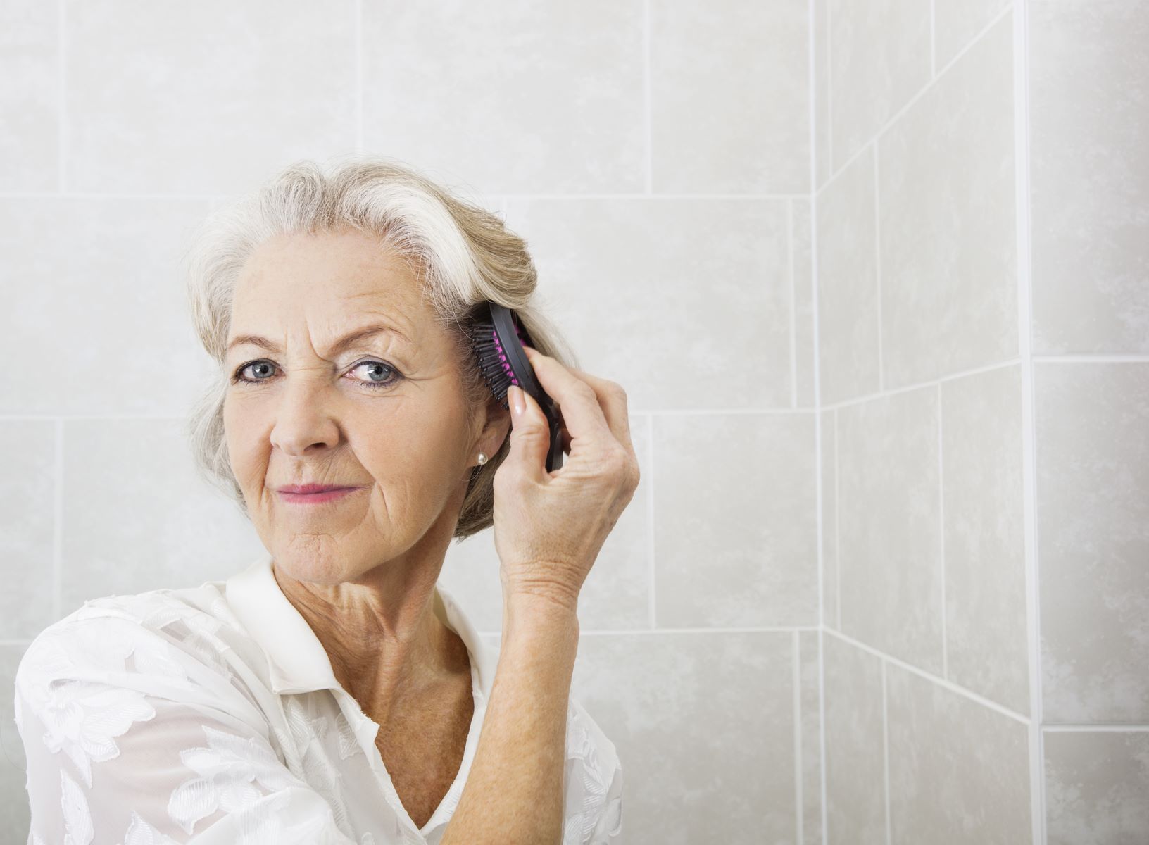 Woman with grey hair