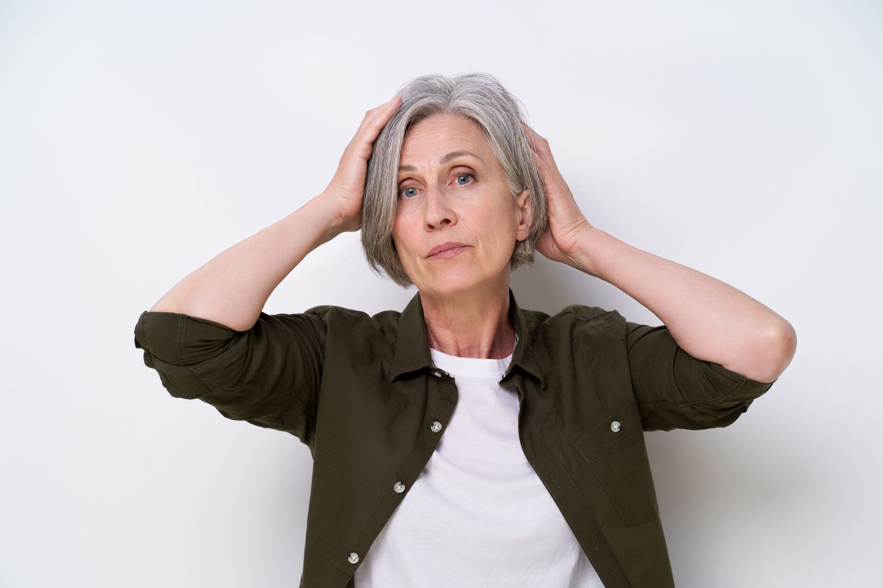 Woman with hormone-related hair loss