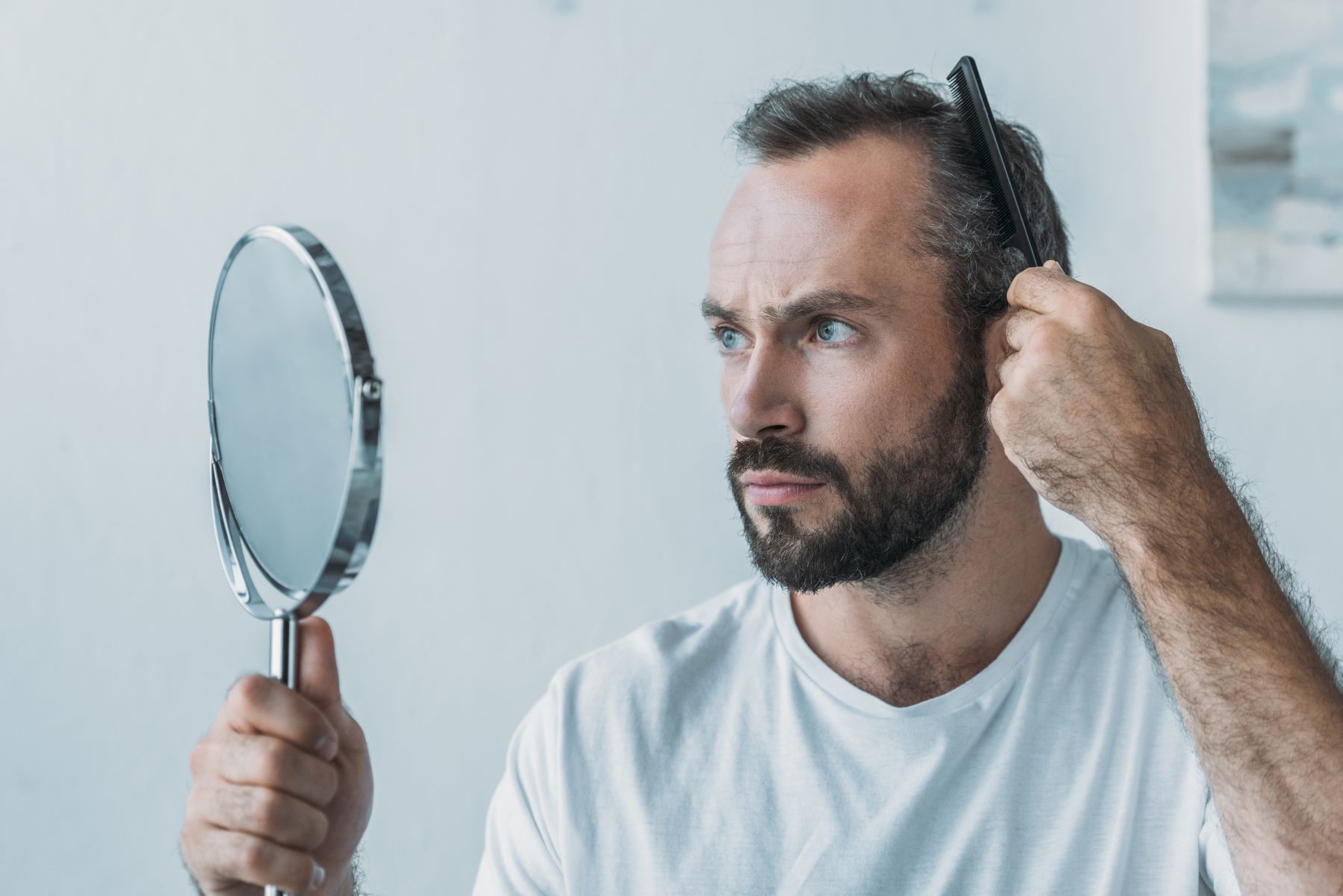 Man doing a 60-second hair count