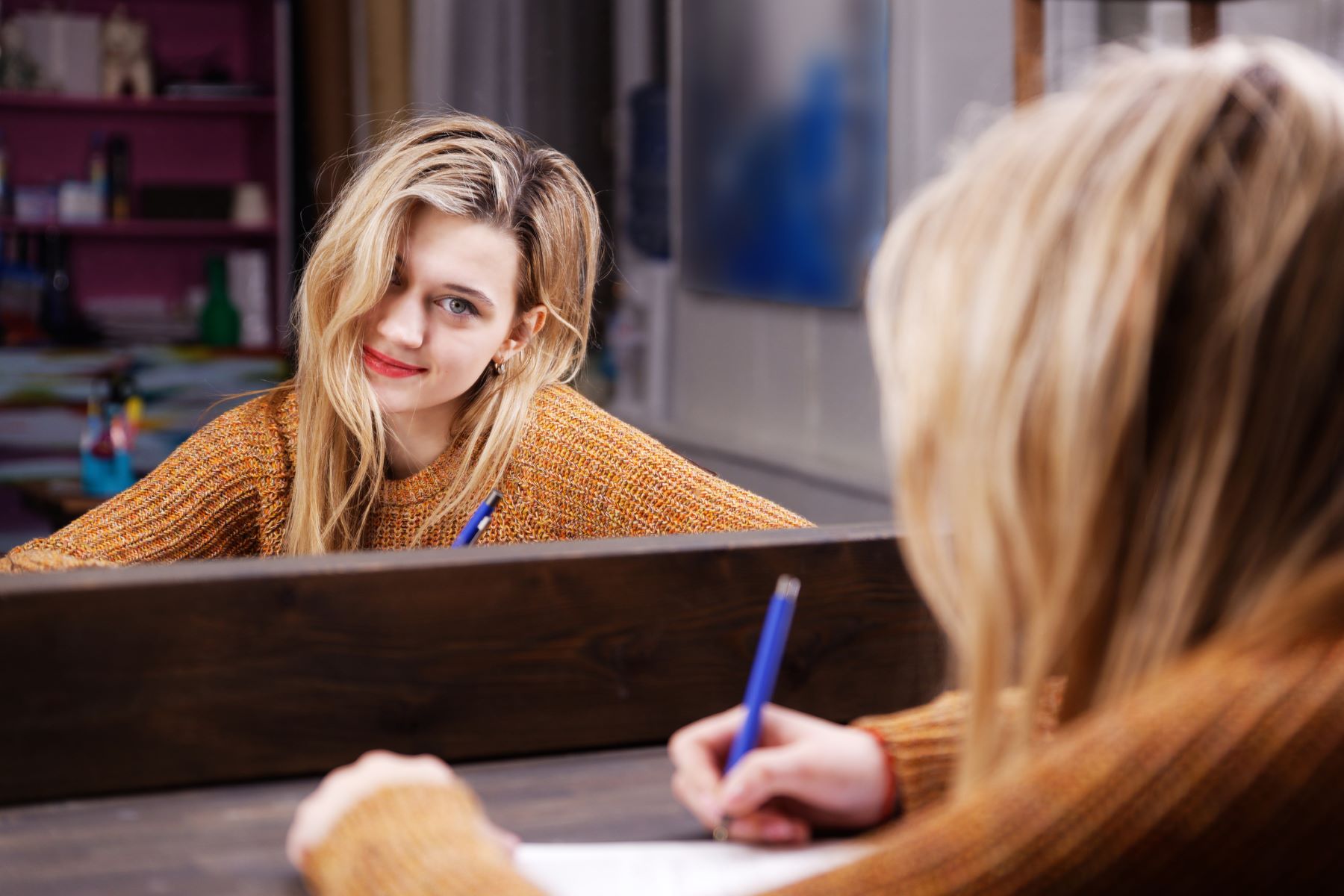 Woman engaging in hair journaling