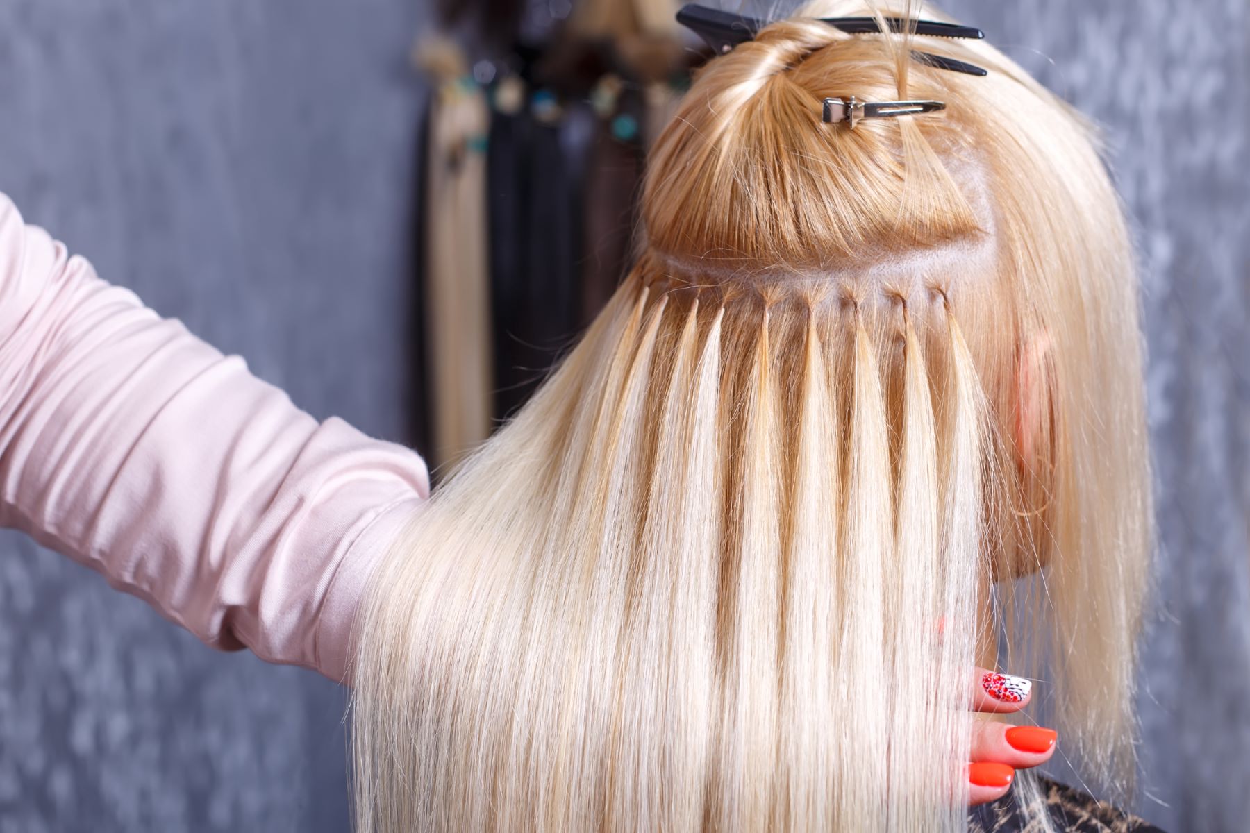 Woman wearing hair extensions