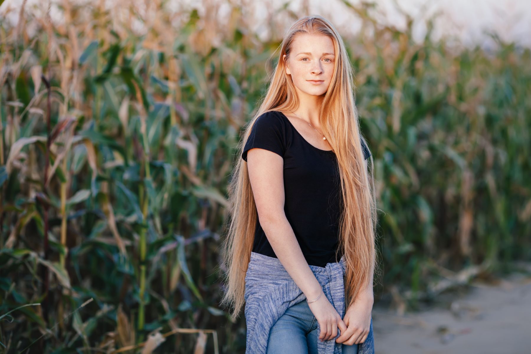 Woman with classic-length hair