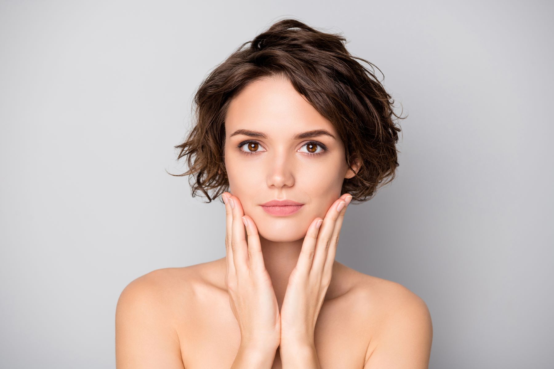 Woman with ear-length hair